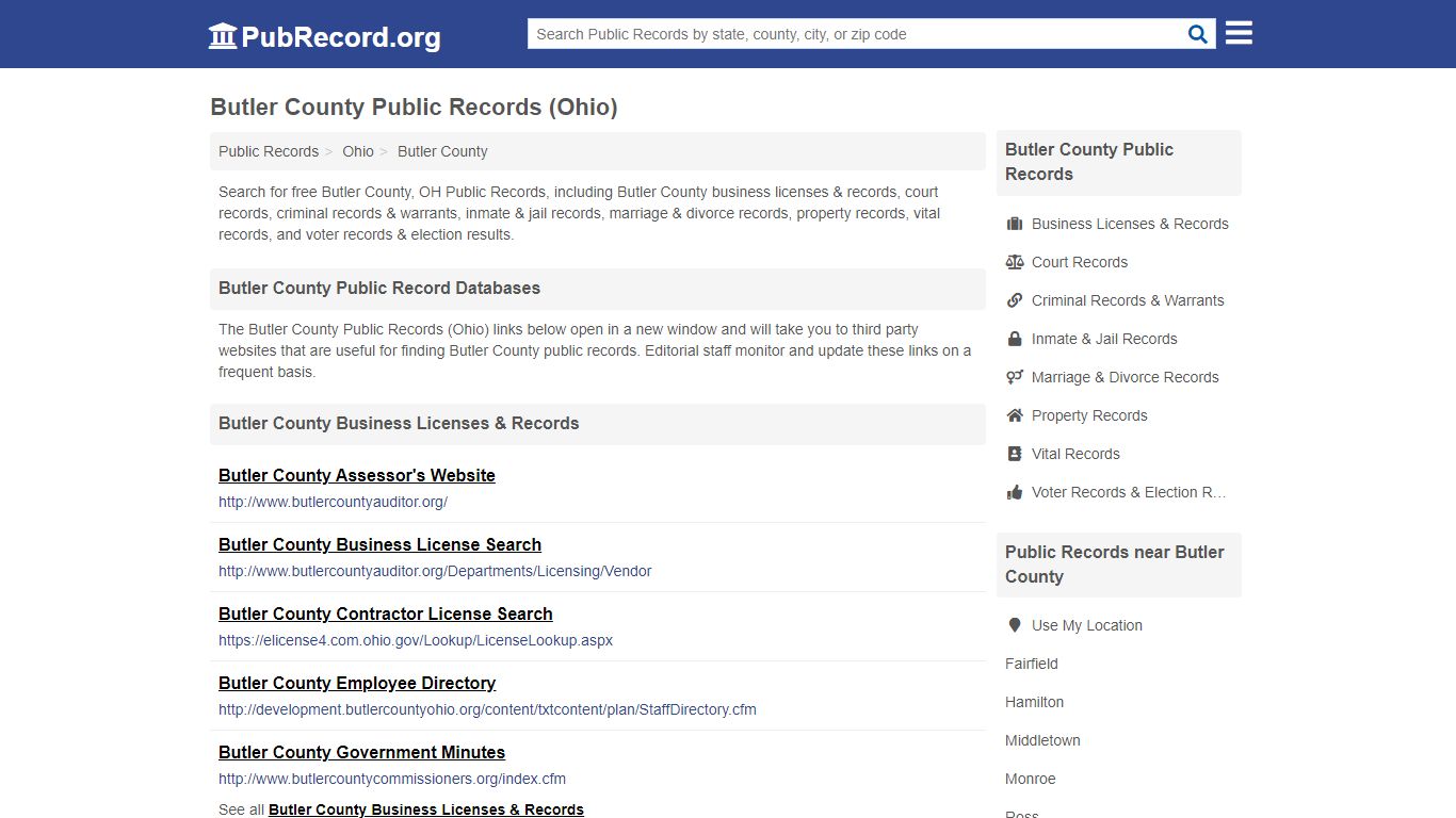 Free Butler County Public Records (Ohio Public Records) - PubRecord.org